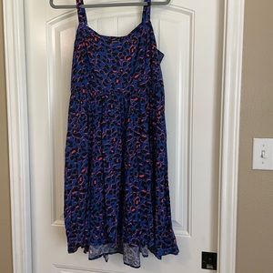 Torrid Blue and Pink Leopard Print Cami Dress 1X 14/16